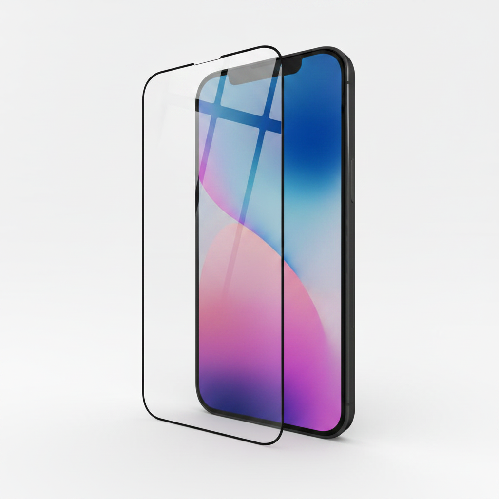iPhone with crystal-clear tempered glass screen protector showing perfect clarity